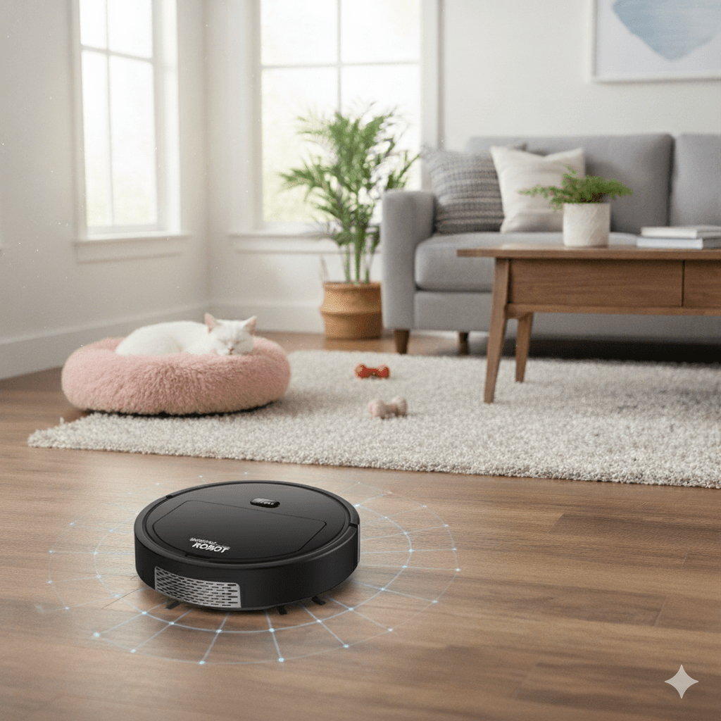 Smart robot vacuum cleaner with ultra-quiet cleaning and HEPA filtration